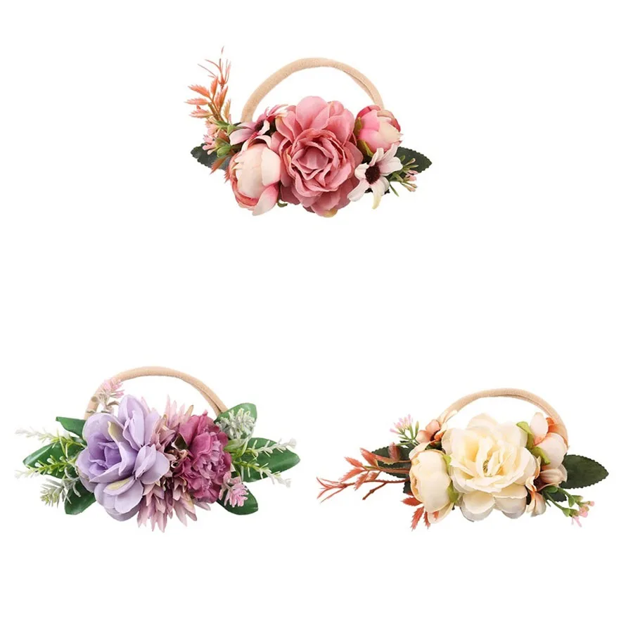 Diadema para bebé con flores de colores y elástico princesa - imagen 4