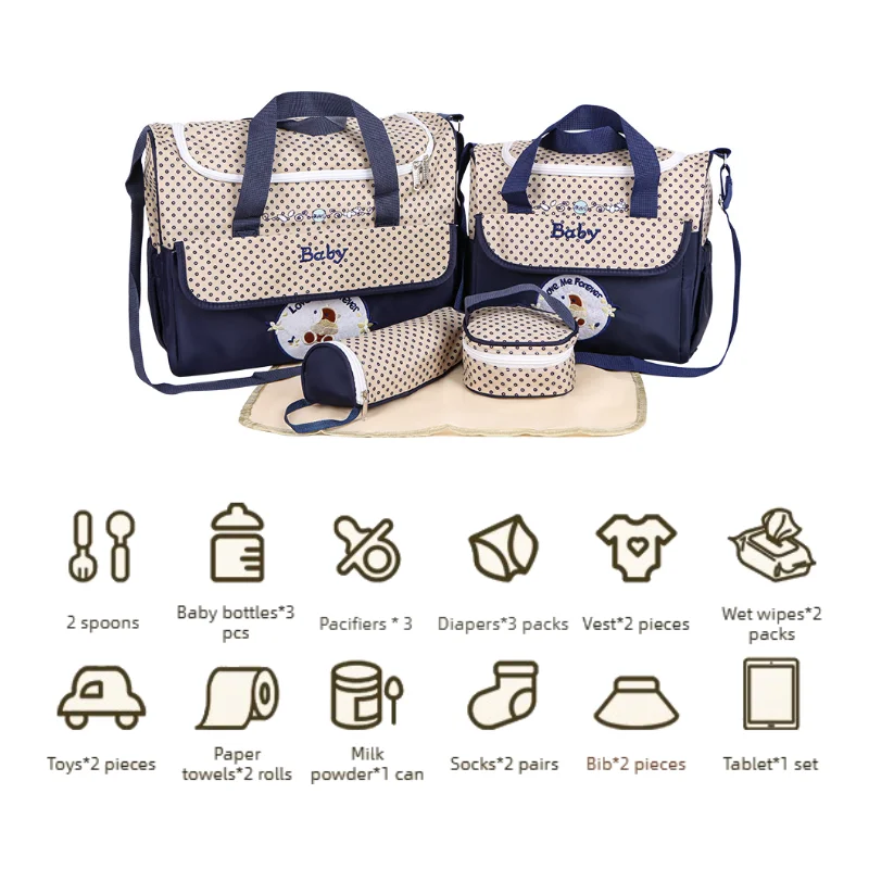Bolsa de pañales impermeable con cambiador y para biberones - imagen 2