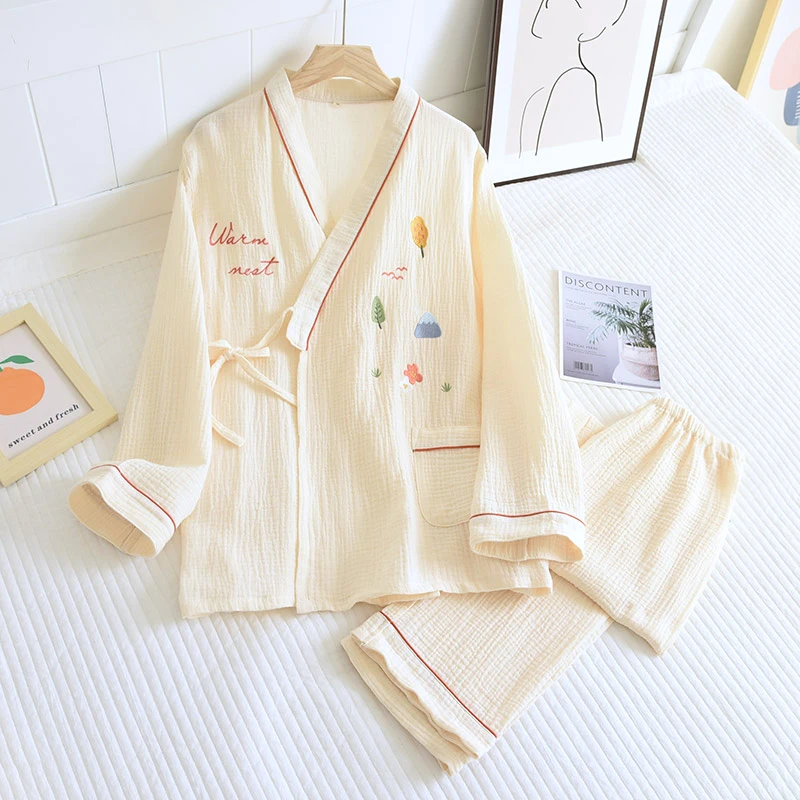 Camisón kimono de algodón crepé para mujer - pijama cómodo - imagen 4