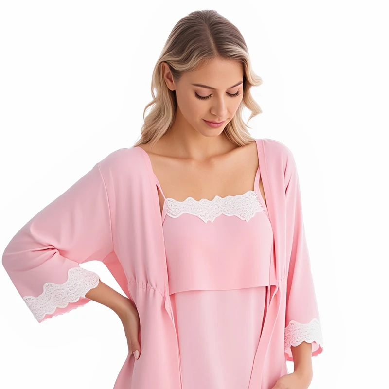 Pijama de lactancia posparto con encaje para primavera y otoño - imagen 2
