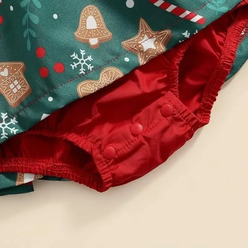 Conjunto de ropa de Navidad para bebé niña – Pelele de encaje con diadema