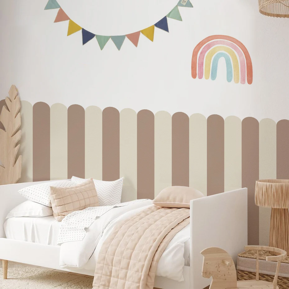 Papel pintado infantil de rayas verticales multicolor autoadhesivo