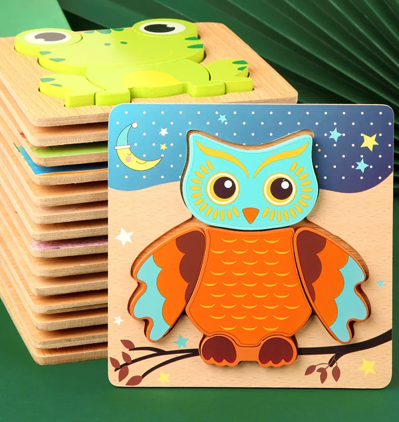 Rompecabezas de madera con animales coloridos