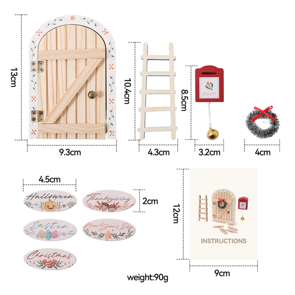 Conjunto de puertas y accesorios sobre una superficie de madera
