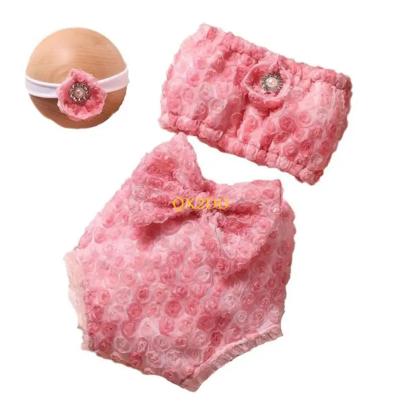 QX2D Conjunto bebé turbante y bombachos – estilo dulce y elegante - imagen 3