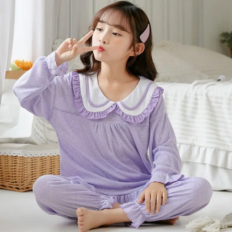 Pijama infantil de algodón puro con cuello musul manga larga - imagen 4