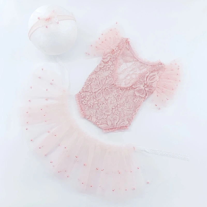 Vestido de bautizo con tutú y body para recién nacida - imagen 5