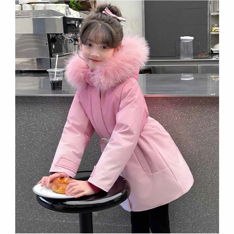 Parka de invierno con capucha para niña, chaqueta cálida