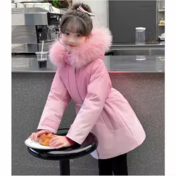 Parka de invierno con capucha para niña, chaqueta cálida