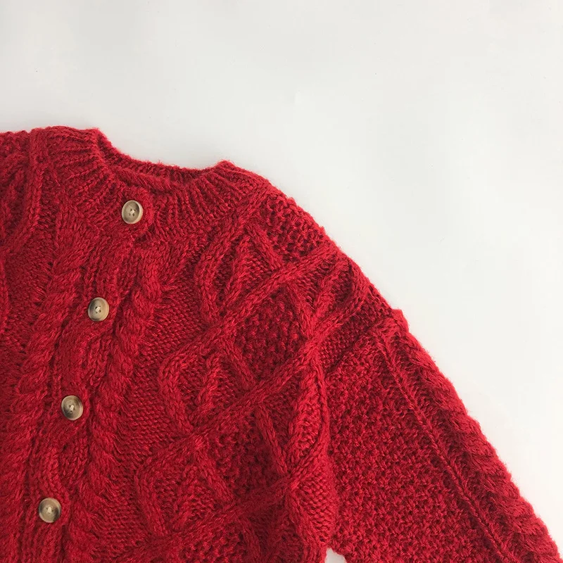 Milangel suéter de algodón rojo un solo pecho para niños y niñas - imagen 4