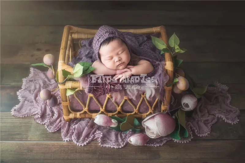 Cesta de ratán para fotografía de recién nacido