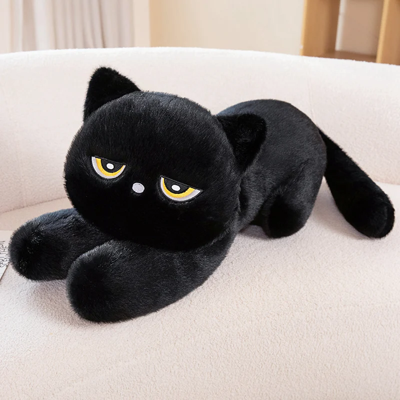 Cojín de felpa de gato negro – Peluche suave para regalar - imagen 5