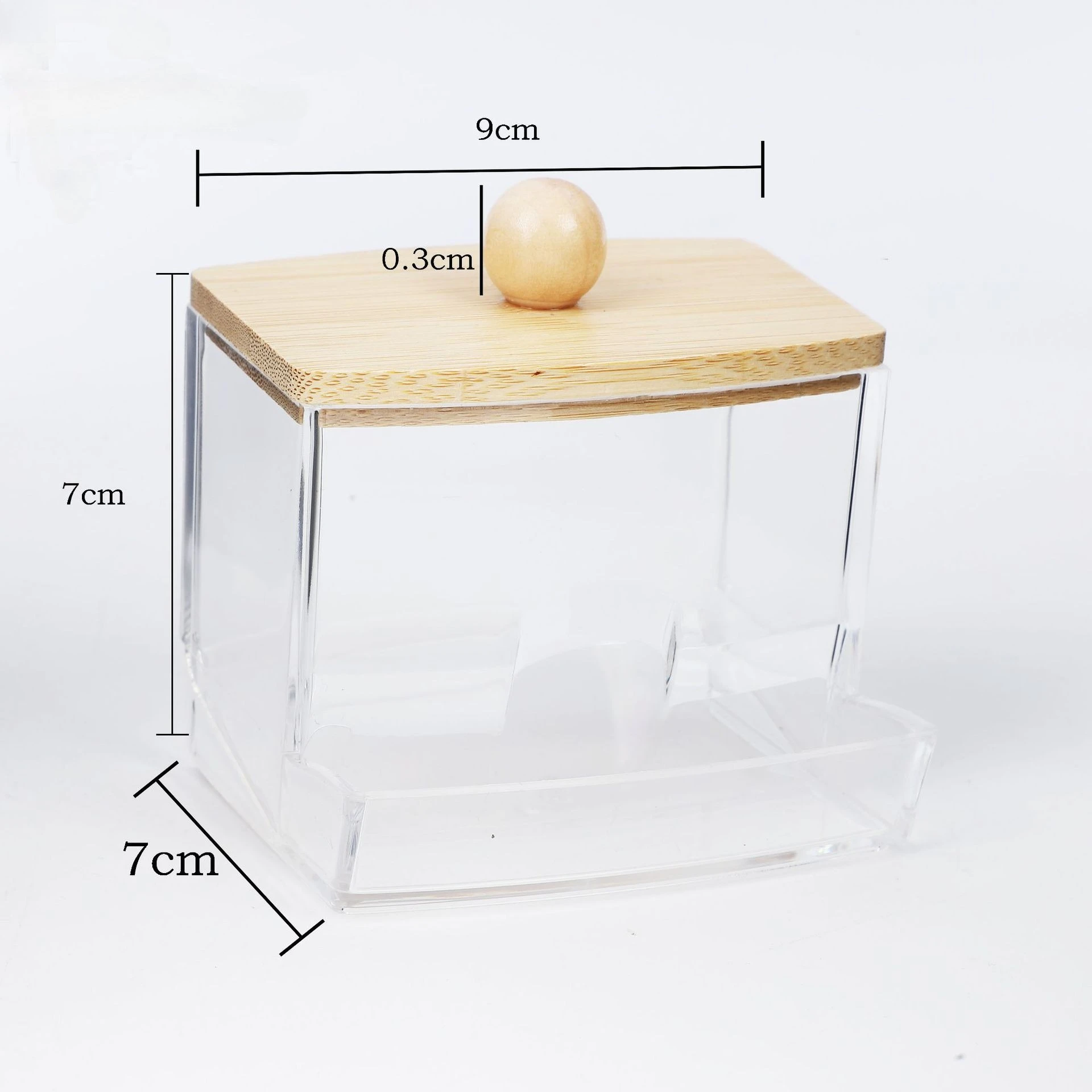 Caja para bastoncillos de algodón transparente con tapa bambú - imagen 5