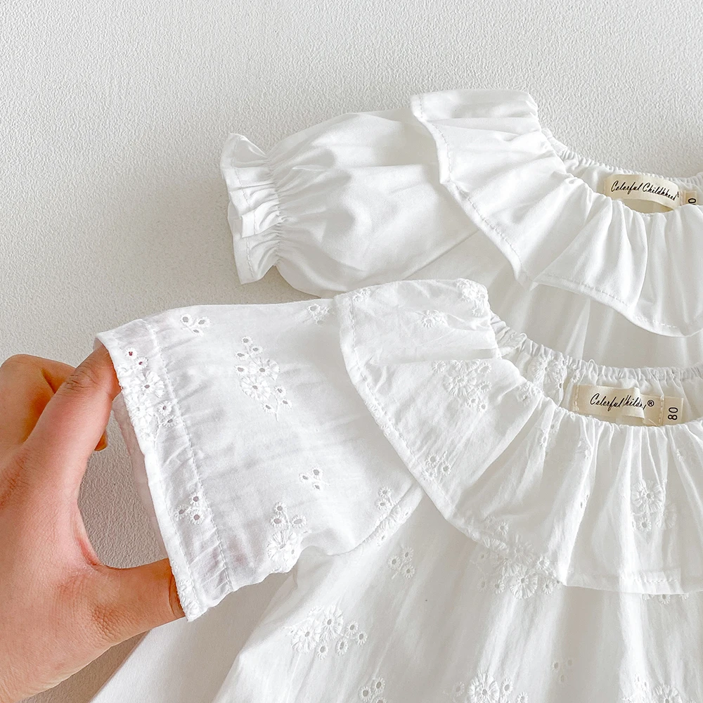 Blusa de algodón transpirable niña con cuello de volantes - imagen 2