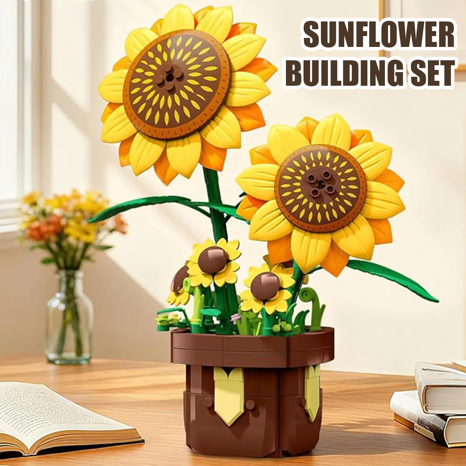 Set bloques de construcción bonsái girasol con flores en maceta - imagen 4