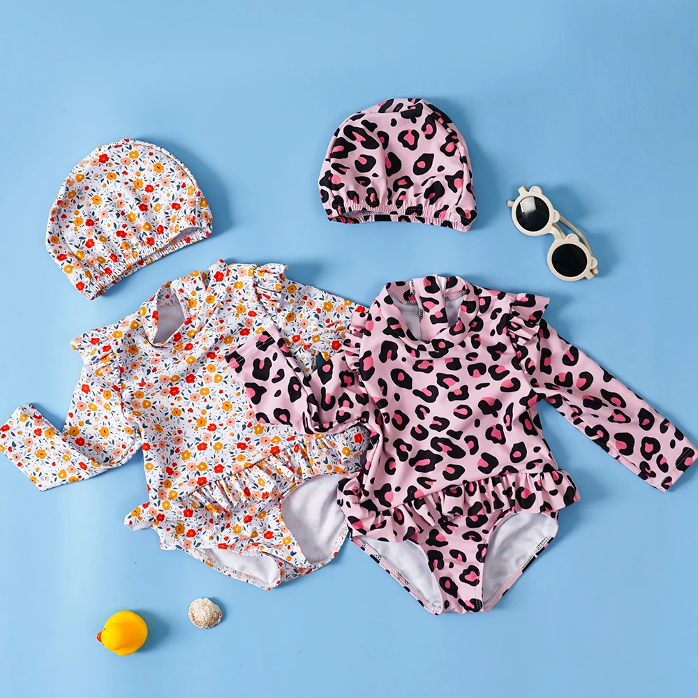 Elinfant Traje de baño manga larga niña sombrero – Bikini verano nadar
