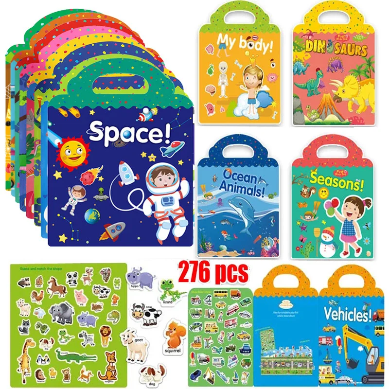 Pegatinas reutilizables de animales para niños – Juego educativo
