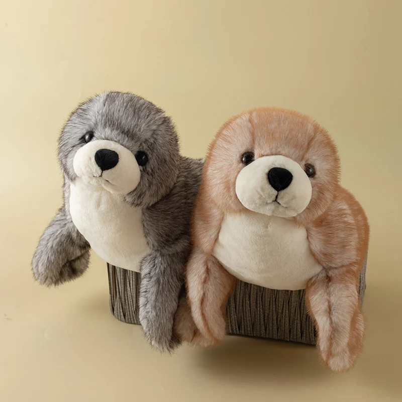 Peluche de foca marina realista con suave relleno blanco y gris - imagen 4