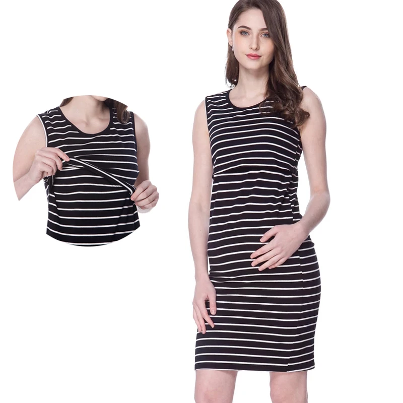 Vestido lactancia algodón rayas sin mangas