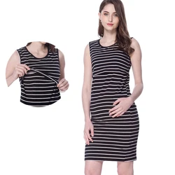Vestido lactancia algodón rayas sin mangas