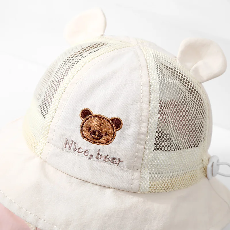 Gorra de pescador malla fina para bebé y niños, diseño oso