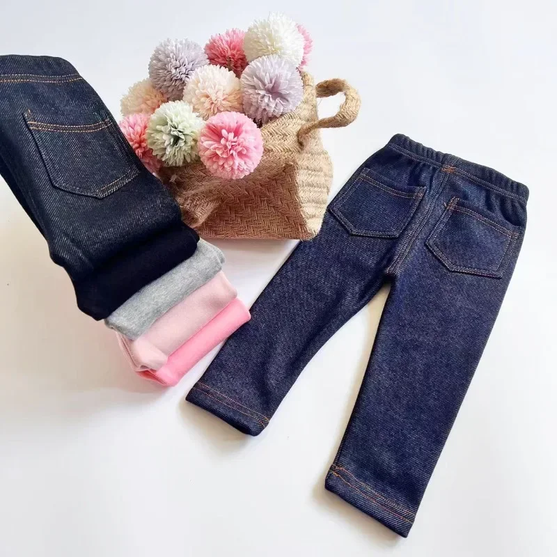 Pantalones vaqueros para niños elásticos invierno cinturón terciopelo - imagen 5