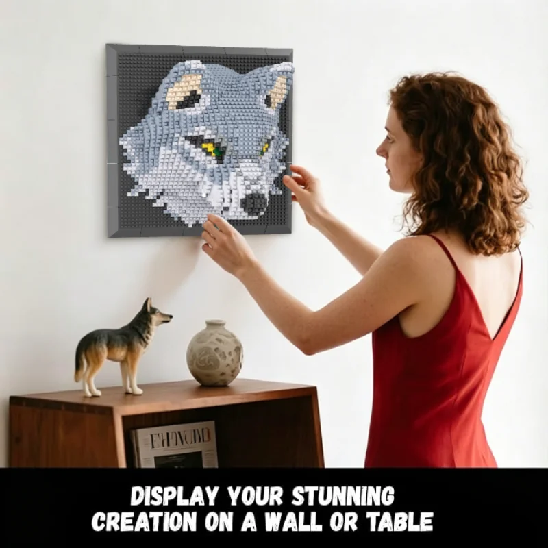 Bloques de construcción 3D con lobo: mural estereoscópico - imagen 2
