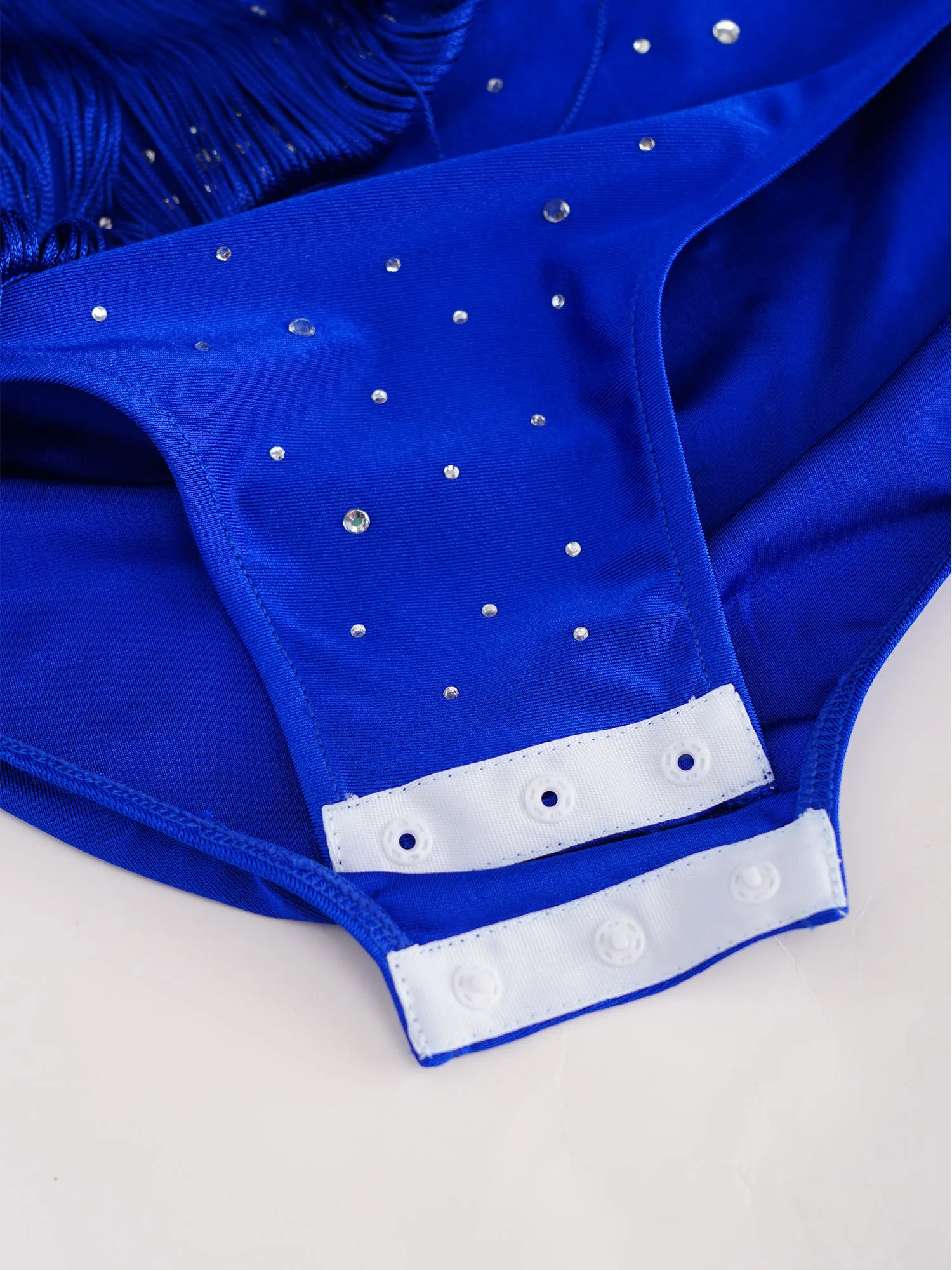 Vestido de baile latino sin mangas para niñas con borlas y diamantes - imagen 3