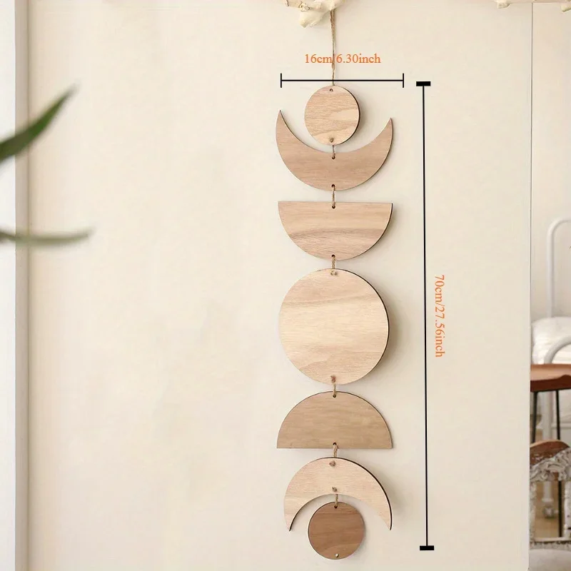 Colgante de pared de madera con forma de Luna estilo bohemio - imagen 2