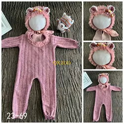 QX2D Conjunto fotografía recién nacido con sombrero y mameluco