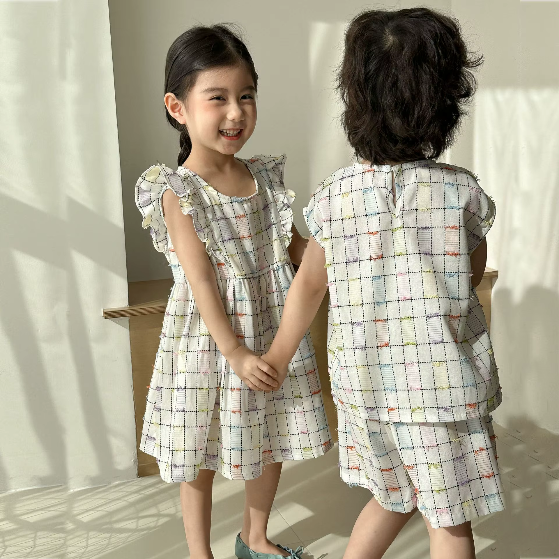 Conjunto verano hermano y hermana algodón camiseta vestido manga corta - imagen 5