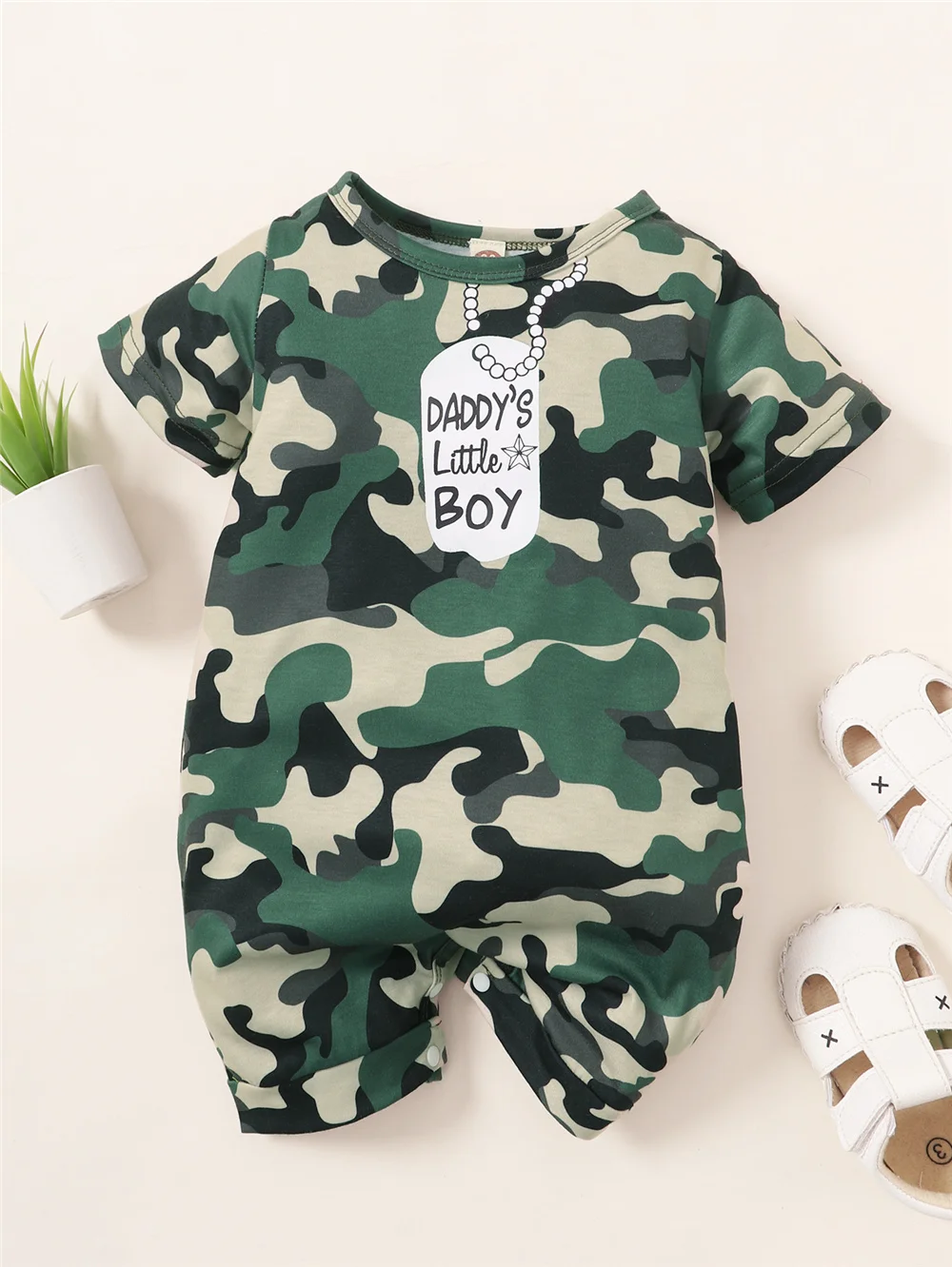 Pelele de verano para bebé 0-18 meses con camuflaje, estilo deportivo - imagen 3