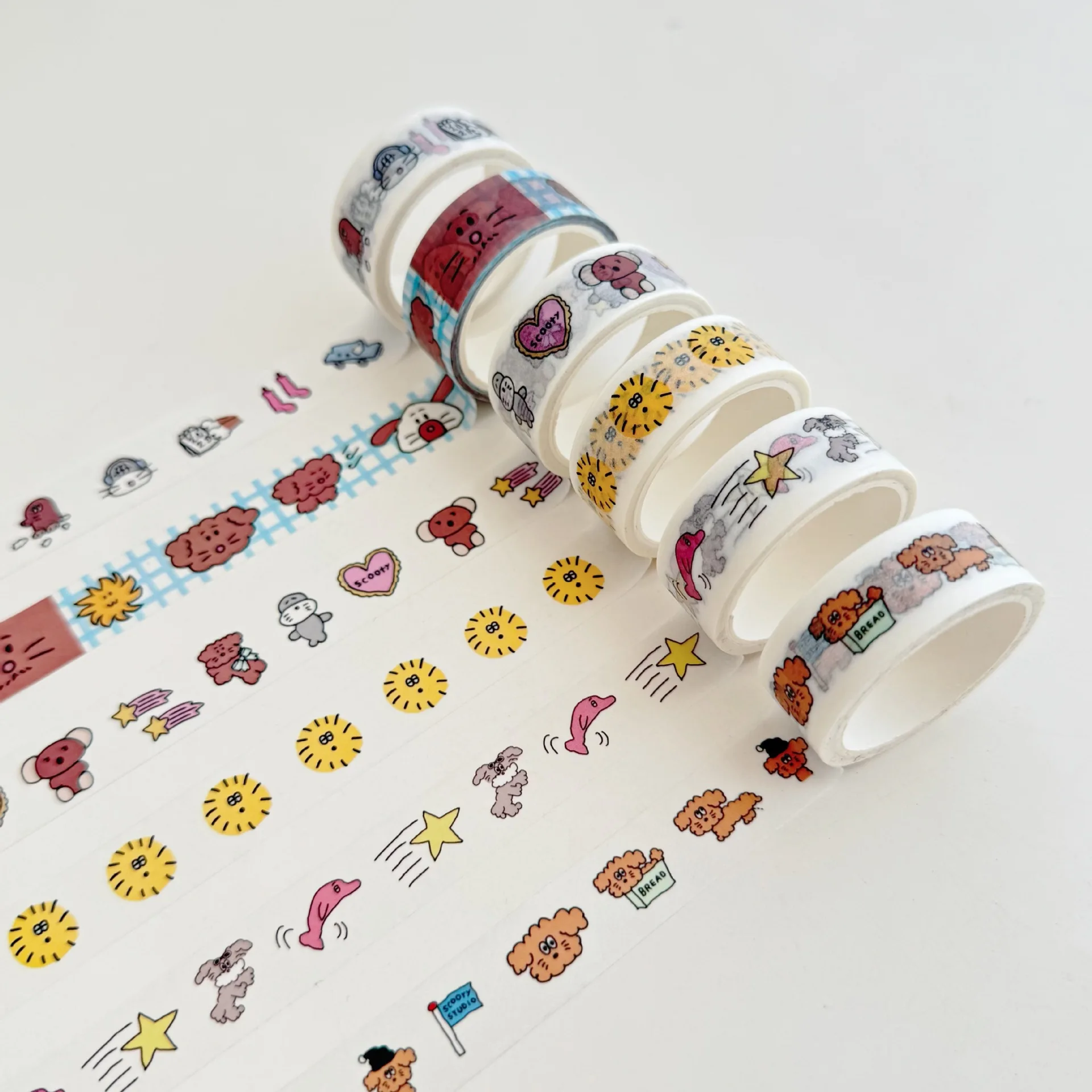 Cinta washi decorativa con perros y delfines, estilo coreano - imagen 3
