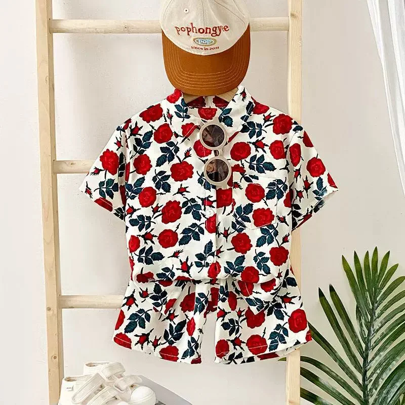 Conjunto de verano para niña: camisa manga corta y pantalón corto