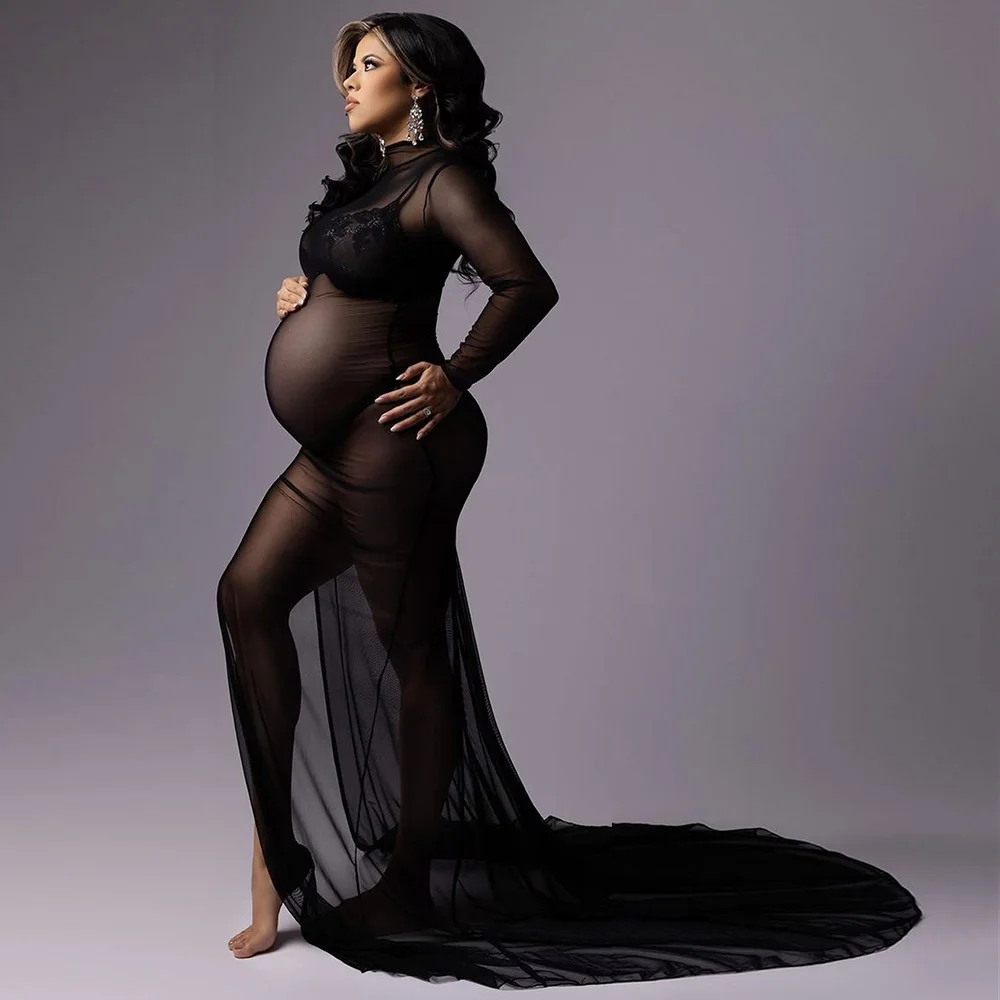 Vestido de malla transparente para sesión de fotos de maternidad - imagen 4