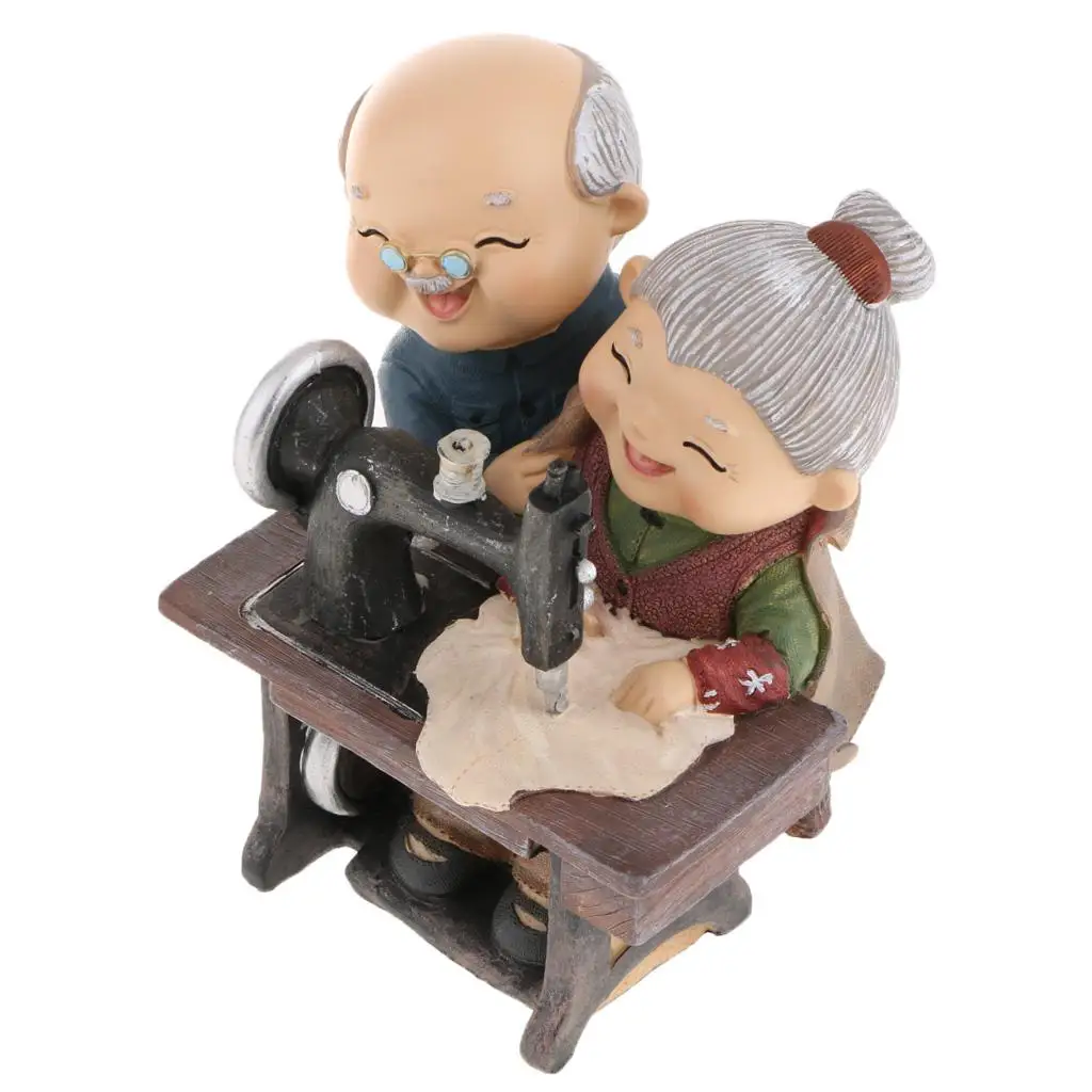 Figura decorativa de pareja de ancianos en resina para aniversario - imagen 4