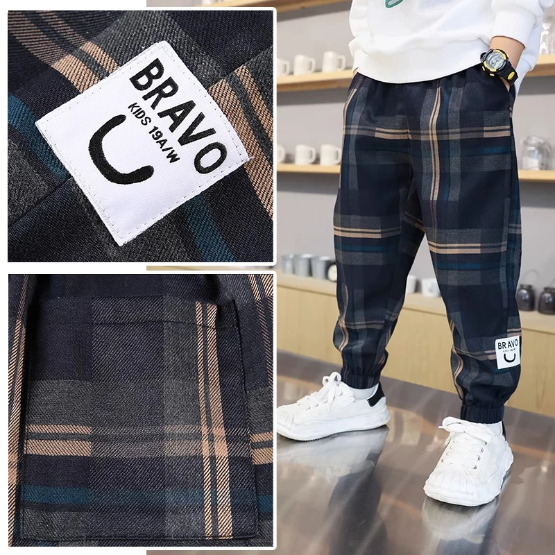 Pantalones de cuadros de algodón para niño – Primavera/Otoño - imagen 4