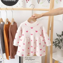 Vestido de punto para bebé de invierno con lana tipo visón para niña
