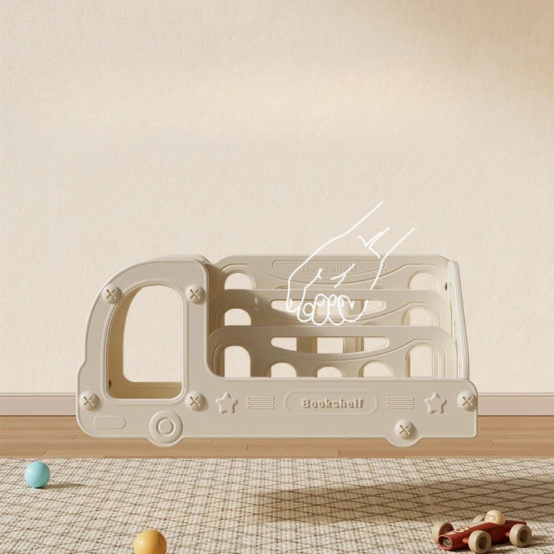 Estantería giratoria infantil con forma de coche – Compartimentos para juguetes y libros - imagen 4