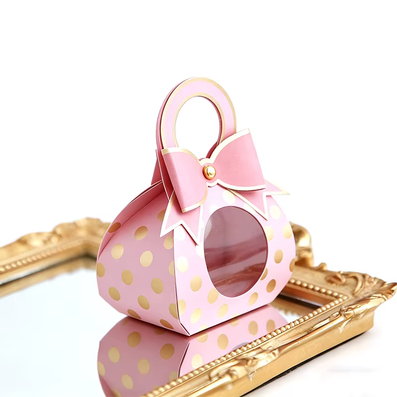 ZYF bolsas de regalo mini rosadas con puntos para cumpleaños - imagen 3