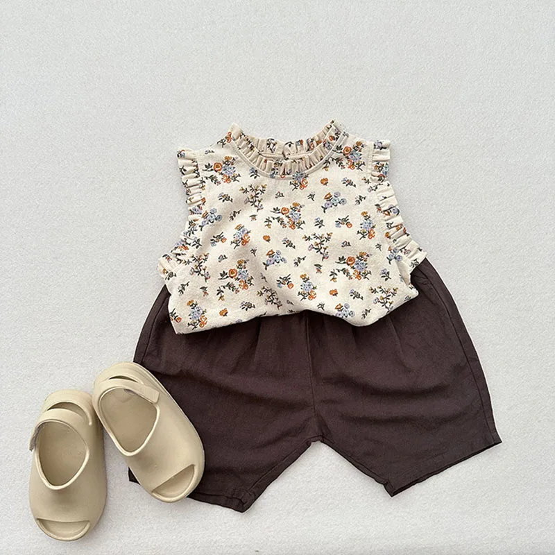 Chaleco floral sin mangas para niños y niñas 1-6T Verano 2024 - imagen 4