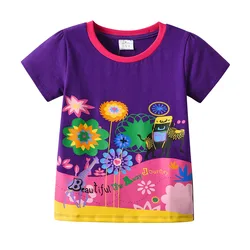 DXTON camisetas algodón estampado floral verano manga corta para niñas