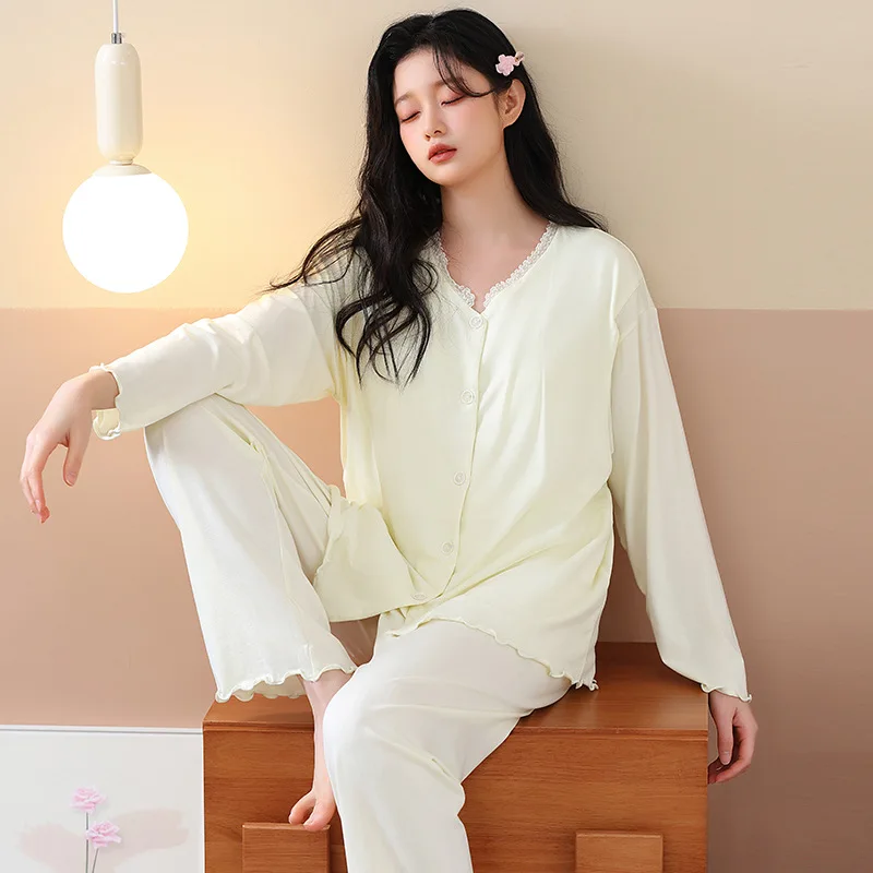 Pijama de lactancia de modal para otoño-invierno posparto - imagen 4