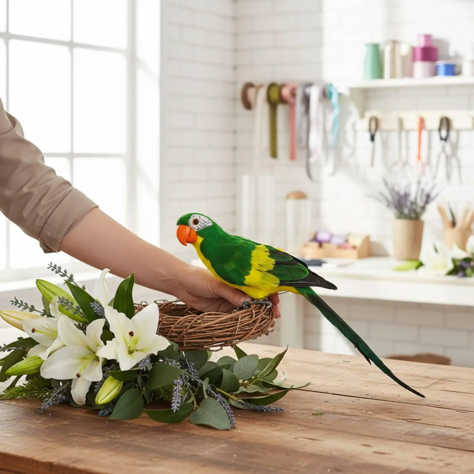 Figura decorativa de pájaro para jardín, plumas realistas y fijación - imagen 2