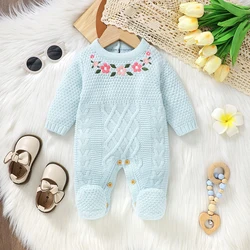 Pelele de invierno bordado floral para bebé niña 0-18 meses