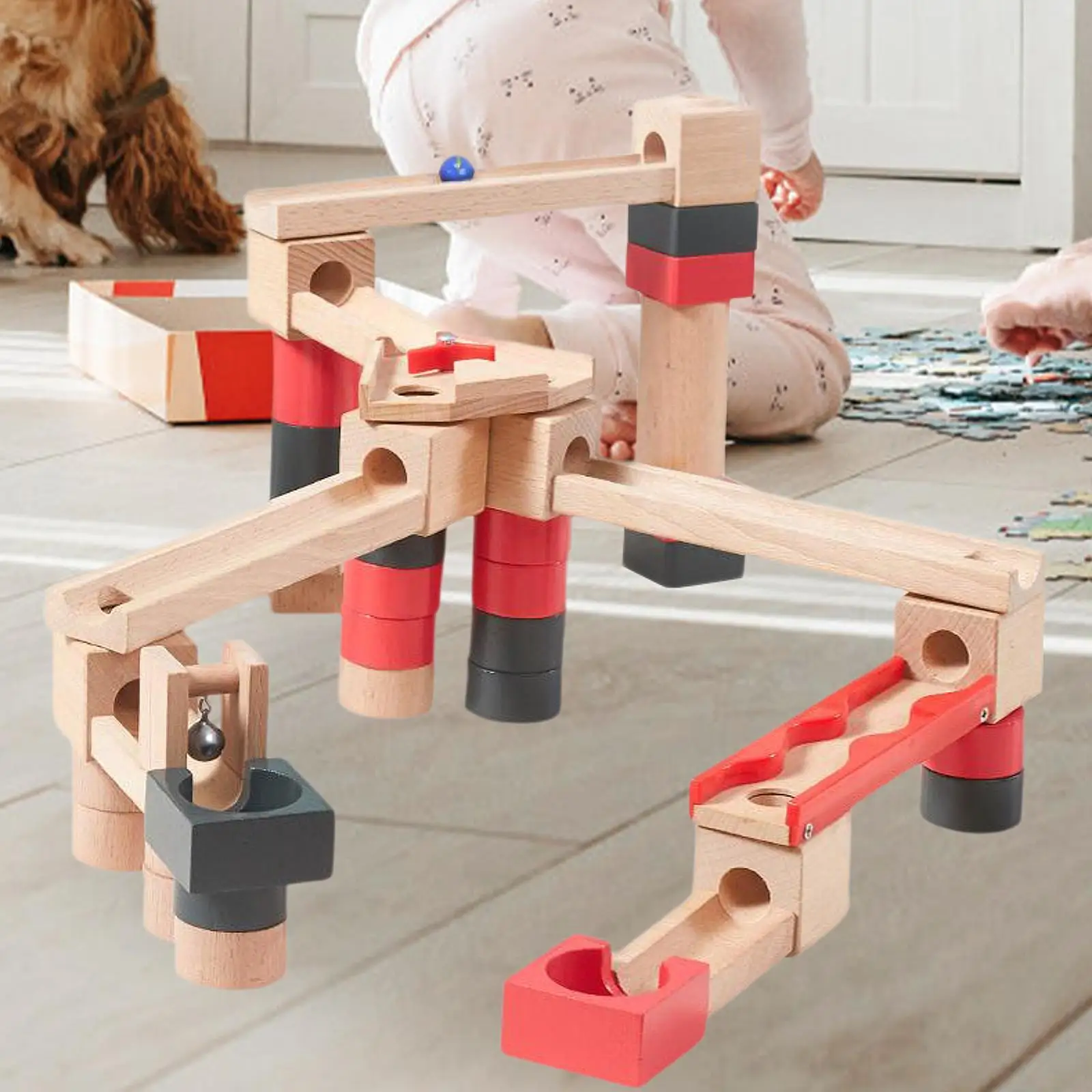Pista de canicas de madera Montessori para niños y niñas - imagen 2