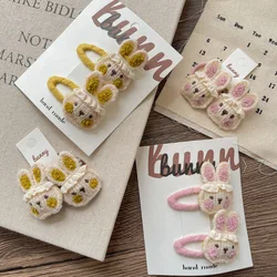 Pinza para el pelo de niña de conejo de crochet tejido, dulce