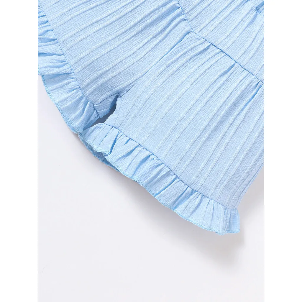 Conjunto de verano liso para niña: top sin mangas y pantalón corto - imagen 2