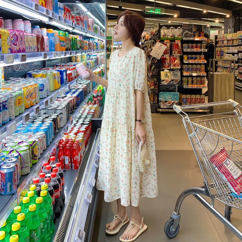Vestido de maternidad largo de gasa con estampado floral - imagen 5
