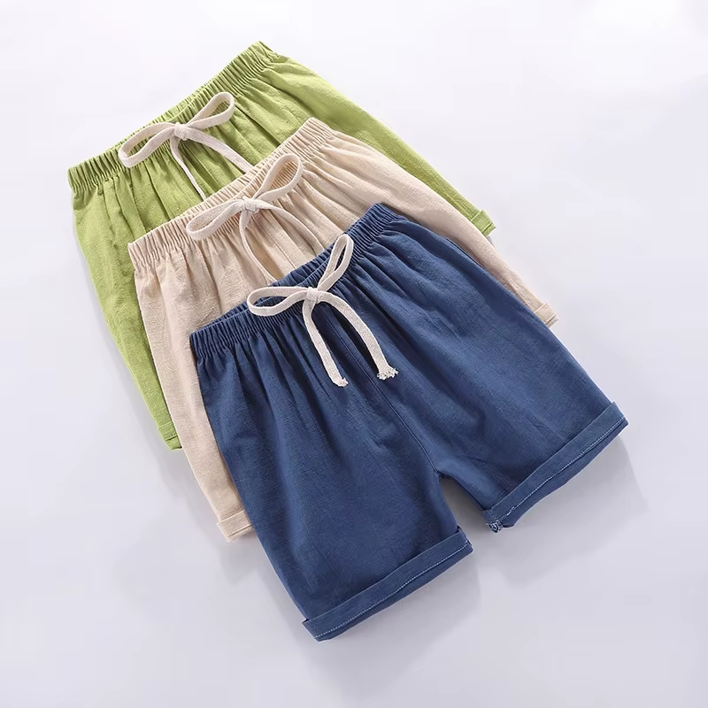 Pantalones cortos para niño de algodón y lino – Cintura elástica - imagen 4